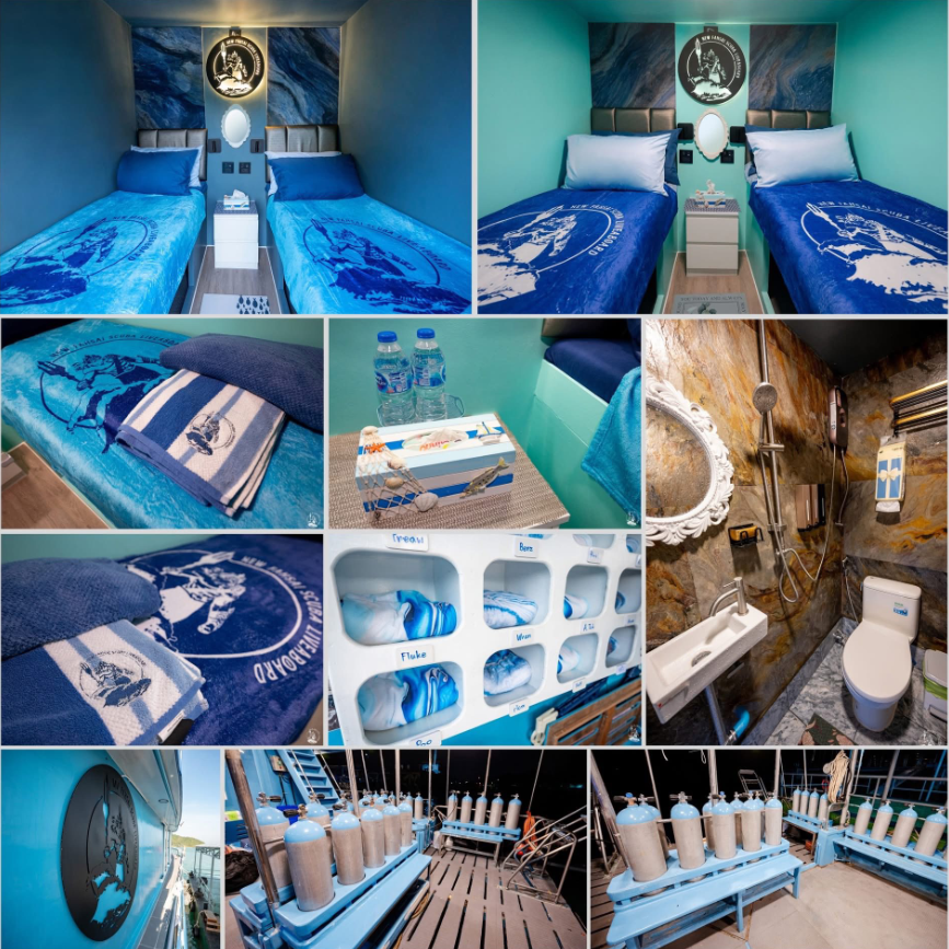 船内設備・客室やダイビングデッキやトイレ＆シャワー紹介画像